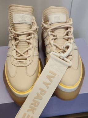 IVY PARK SUPER SLEEK CHUNKY - Beige Cream Platform Sneakers with Yellow Accent